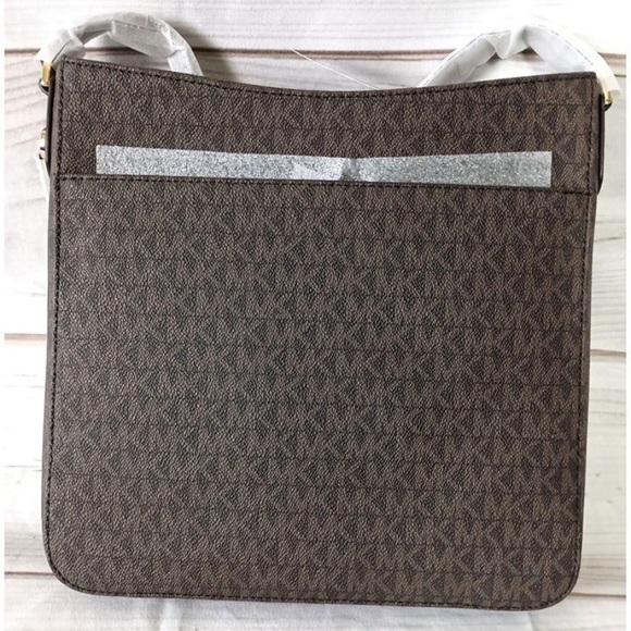 Michael Kors Jet Set large Messenger crossbody NWT brown black - Picture 3 of 15